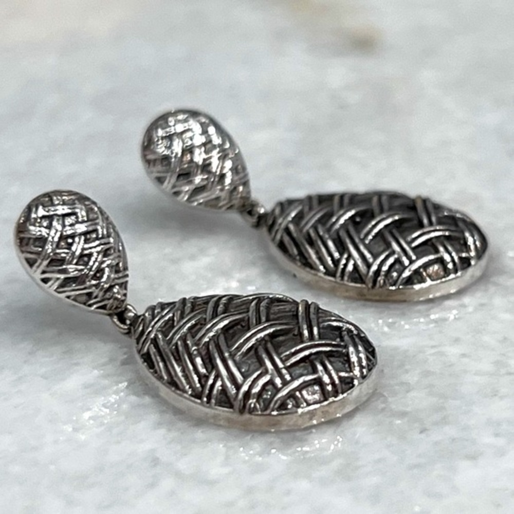 Sterling Silver Pineapple Design Dangle Earrings - image 7